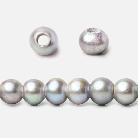 6x4-6.5x5mm Lilac Silver Large Hole Off Round Pearl 2.5mm drill hole 15 inch 74 pieces