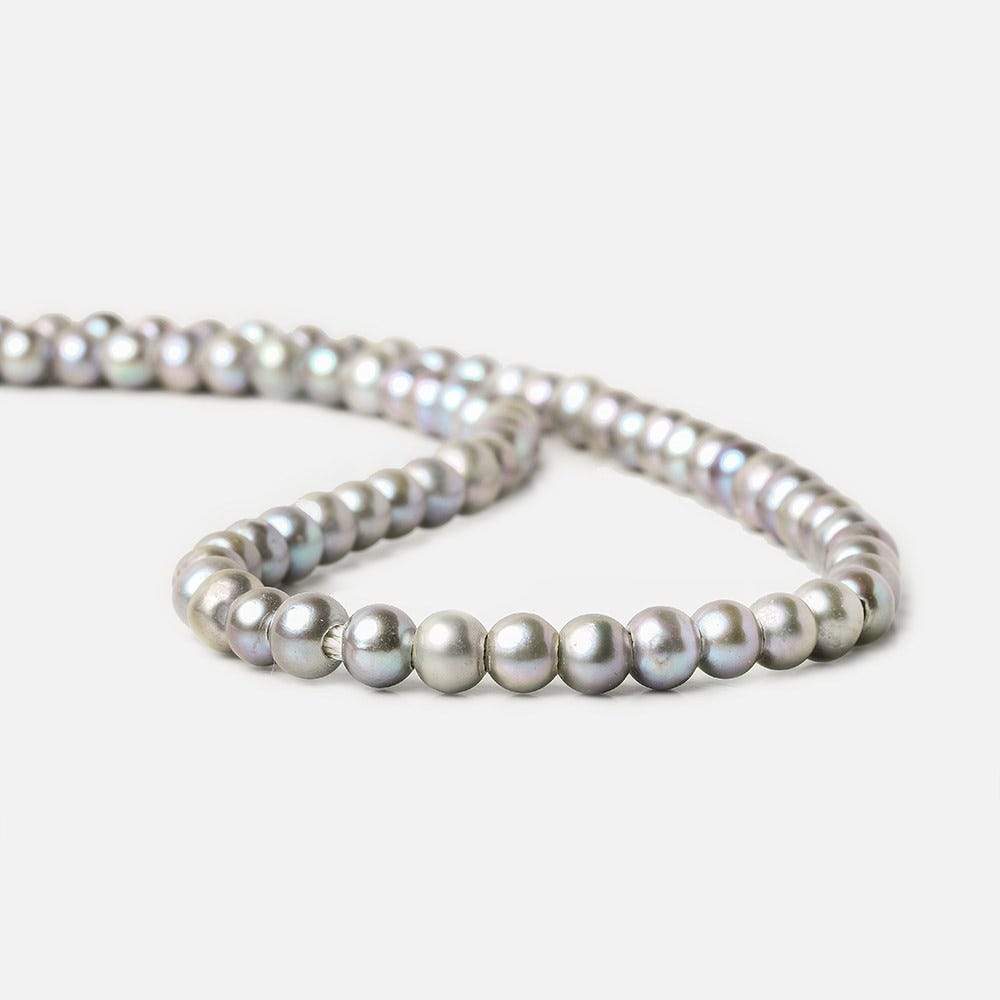 6x4-6.5x5mm Lilac Silver Large Hole Off Round Pearl 2.5mm drill hole 15 inch 74 pieces