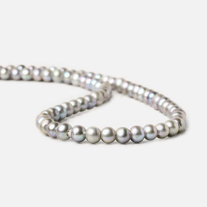 6x4-6.5x5mm Lilac Silver Large Hole Off Round Pearl 2.5mm drill hole 15 inch 74 pieces