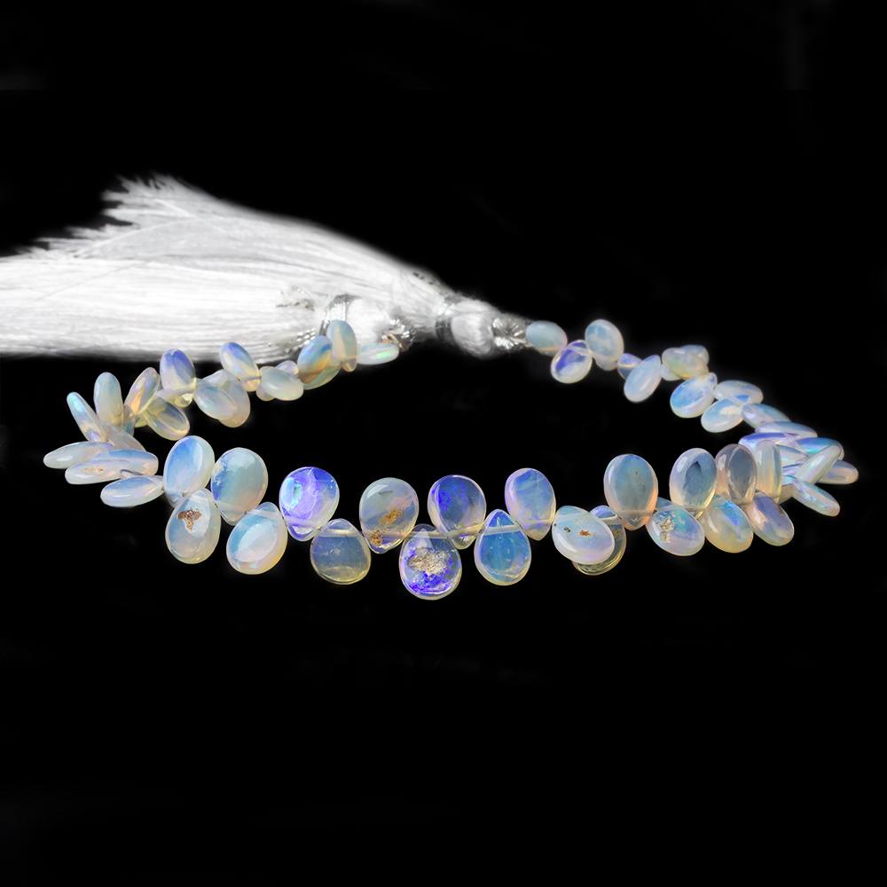 6x4-7x5mm Ethiopian Opal Plain Pear beads 8 inch 62 beads