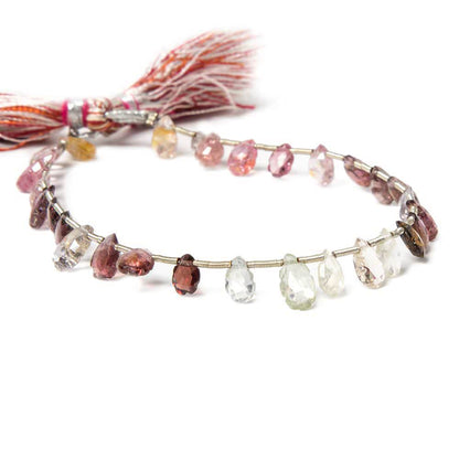 6x4-7x5mm MultiColor Spinel Scalloped Edge Pear Beads 7.5 inch 30 pieces