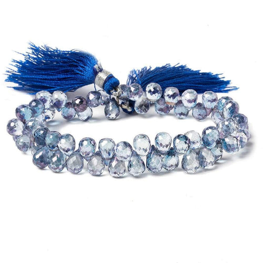 6x4-7x5mm Mystic Blue Topaz Tear Drop Briolette 8 inch 93 beads AAA