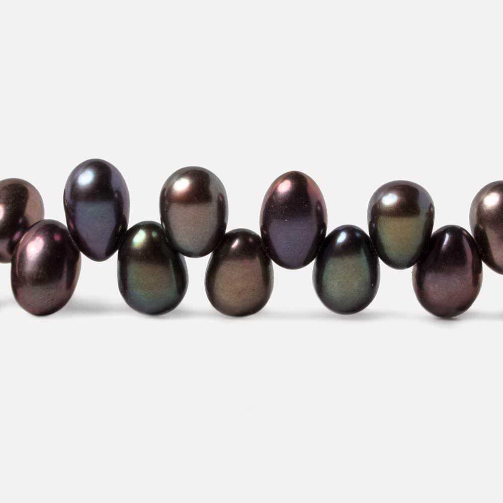 6x4-7x5mm Dark Peacock top drilled Oval Freshwater Pearls 15 inch 104 pieces