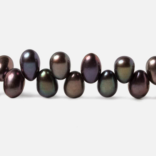 6x4-7x5mm Dark Peacock top drilled Oval Freshwater Pearls 15 inch 104 pieces