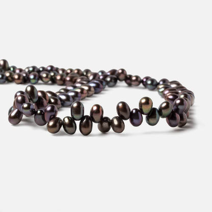 6x4-7x5mm Dark Peacock top drilled Oval Freshwater Pearls 15 inch 104 pieces