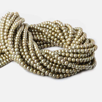 6x4-7x5mm Sage Green 2.5mm Large Hole Off Round Pearl 15 inch 78 pieces