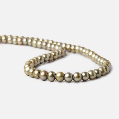 6x4-7x5mm Sage Green 2.5mm Large Hole Off Round Pearl 15 inch 78 pieces