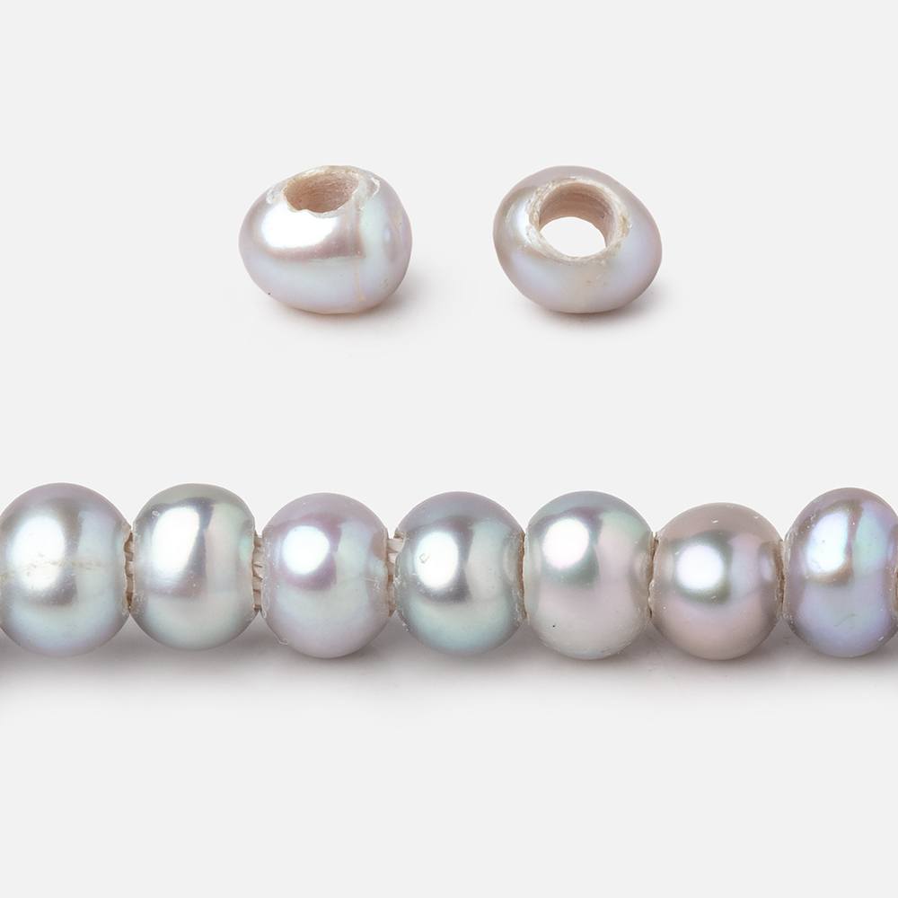 6x4-7x5mm Silver Off Round 2.5mm Large Hole Freshwater Pearls 15 inch 85 pieces