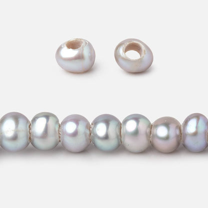6x4-7x5mm Silver Off Round 2.5mm Large Hole Freshwater Pearls 15 inch 85 pieces