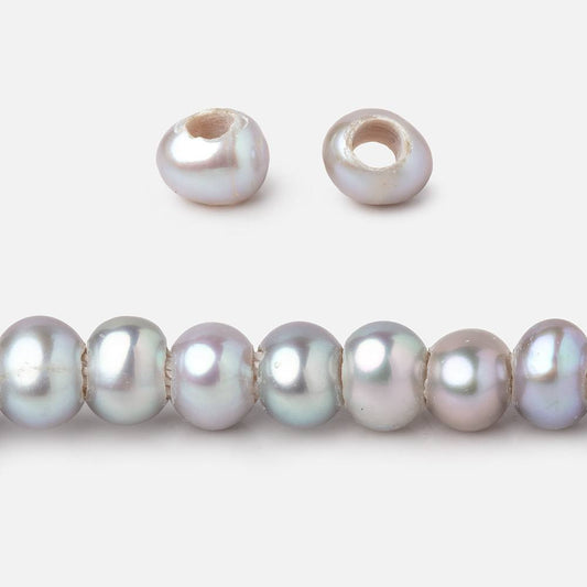 6x4-7x5mm Silver Off Round 2.5mm Large Hole Freshwater Pearls 15 inch 85 pieces