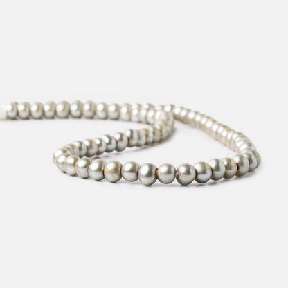 6x4-7x5mm Venetian Silver 2.5mm Large Hole Off Round Pearl 15 inch 78 pieces