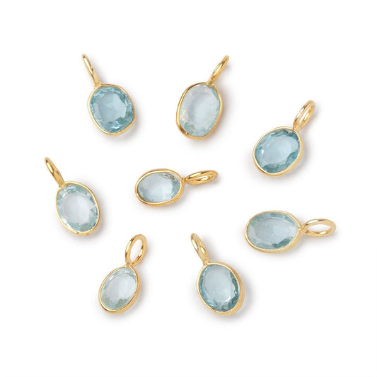 6x4-7x5mm Vermeil Bezel Blue Topaz Rose Cut Oval Pendant 1 piece