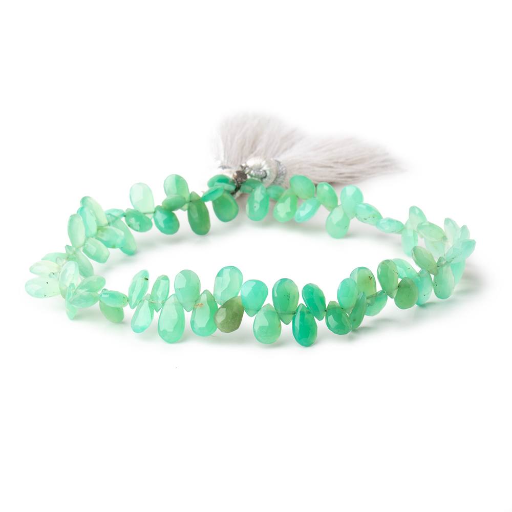 6x4-8x4mm Chrysoprase Faceted Pear Beads 7.5 inch 75 pieces