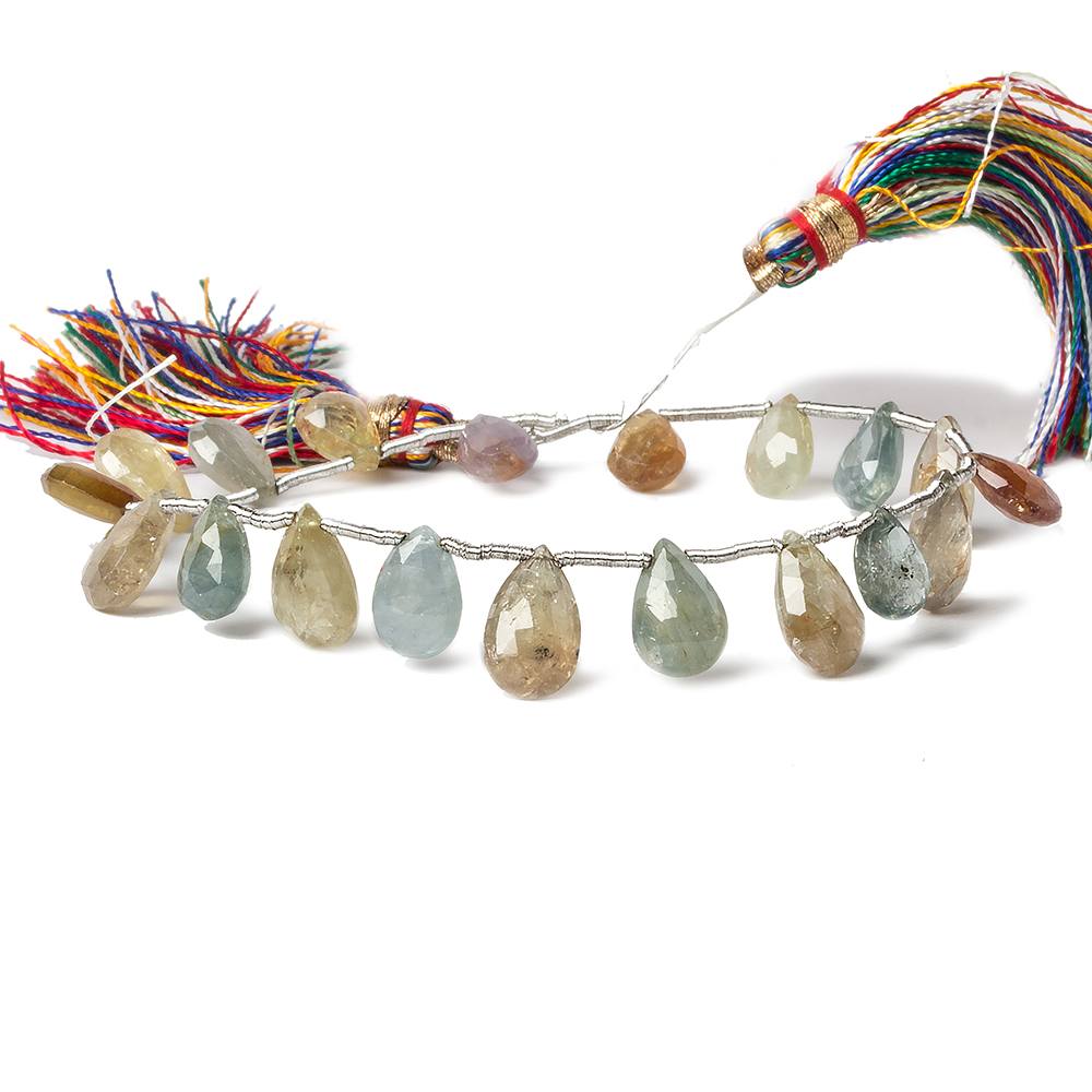 6x4-8x5.5mm Multi Color Sapphire Beads Pear Briolette 7 inch 19 pcs