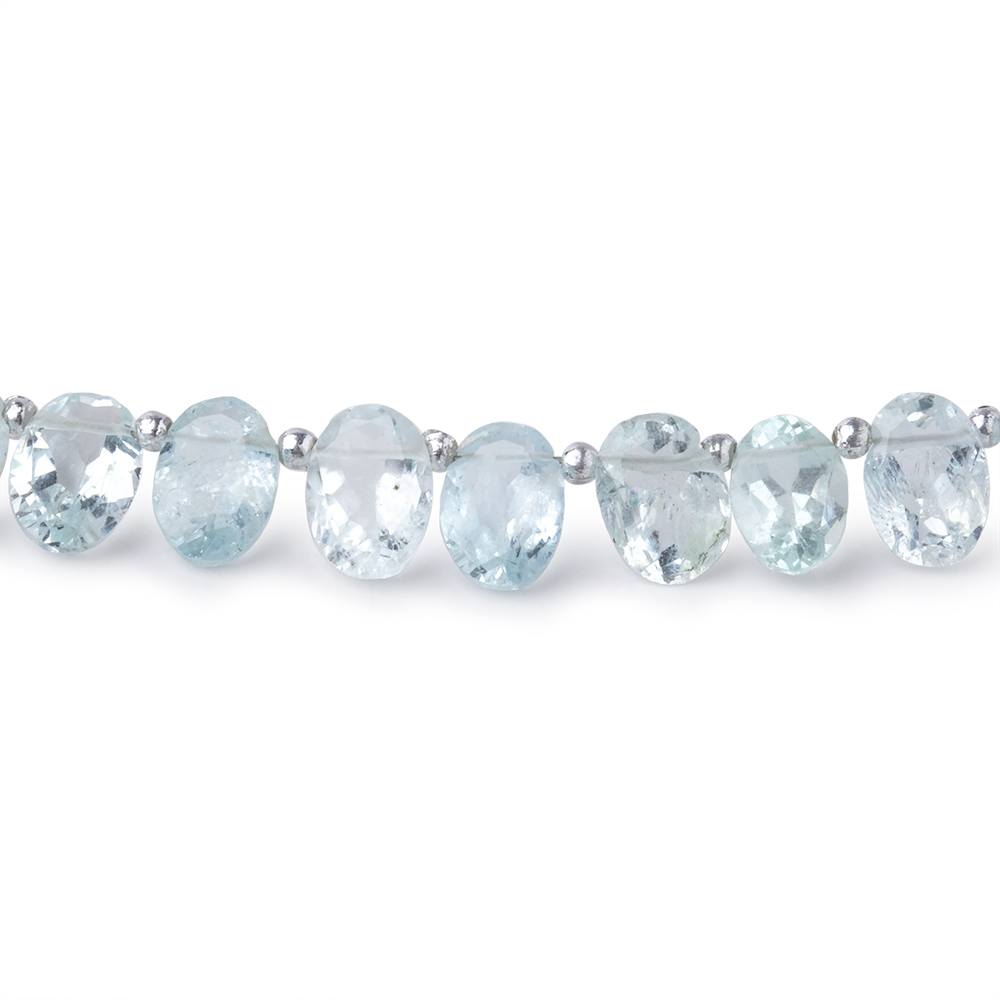 6x4-8x5mm Aquamarine Top Drilled Faceted Ovals 8.5 inch 40 Beads