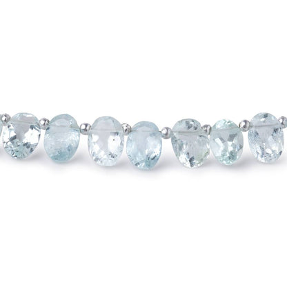 6x4-8x5mm Aquamarine Top Drilled Faceted Ovals 8.5 inch 40 Beads