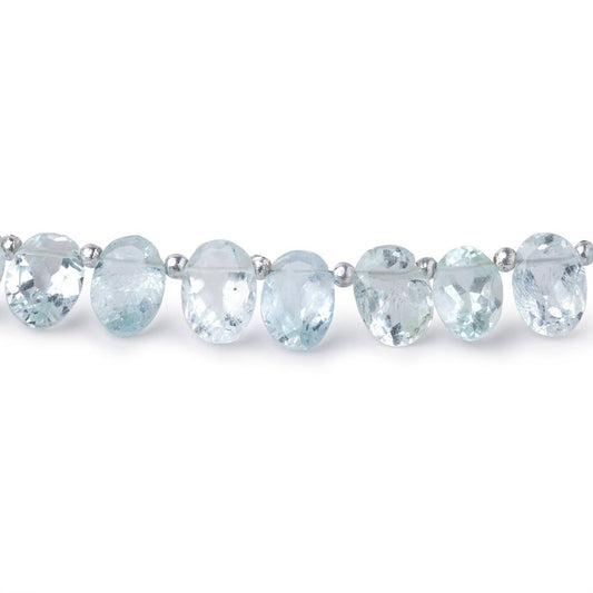 6x4-8x5mm Aquamarine Top Drilled Faceted Ovals 8.5 inch 40 Beads