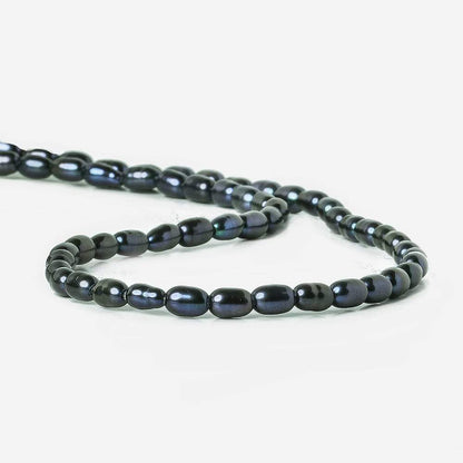 6x4-8x5mm Blue Green Peacock Large Hole Oval Freshwater Pearls 1.5mm drill hole 15 inch 62 pcs