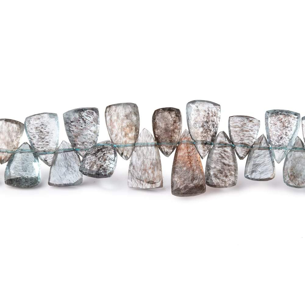 6x4-8x5mm Moss Aquamarine Top Drilled Faceted Points 7 inch 66 Beads