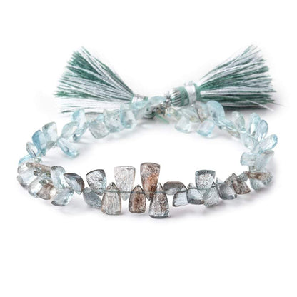 6x4-8x5mm Moss Aquamarine Top Drilled Faceted Points 7 inch 66 Beads