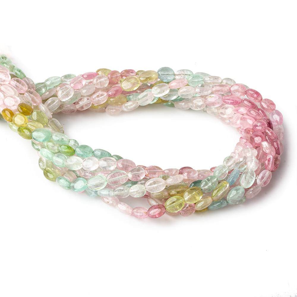 6x4-8x5mm Multi Color Afghani Tourmaline Plain Oval Beads 16.5 inch 63 pieces