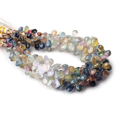 6x4-8x5mm Multi Color Sapphire Faceted Pear Beads 7 inch 74 pieces