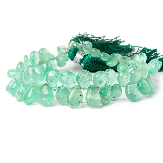 6x4-9.5x7mm Colombian Emerald plain pear beads 8 inch 64 pieces AAA