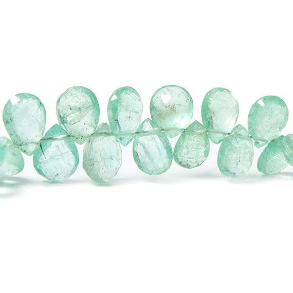 6x4-9x5mm Colombian Emerald Faceted Pears 7.75 inch 68 beads AAA
