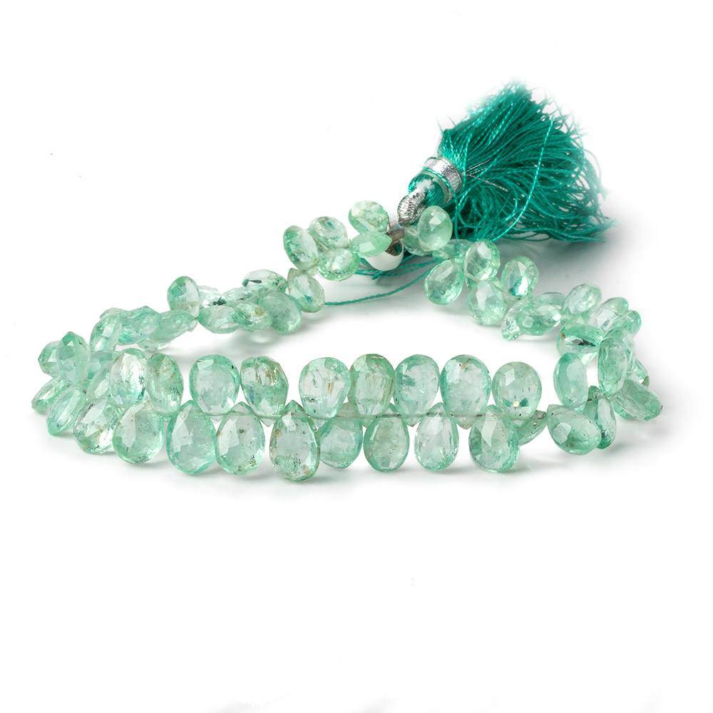 6x4-9x5mm Colombian Emerald Faceted Pears 7.75 inch 68 beads AAA