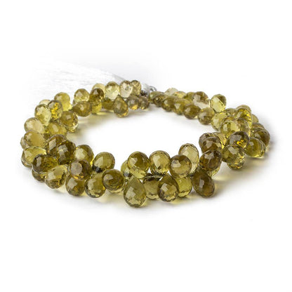 6x4-9x6mm Olive Quartz Faceted Teardrop Beads 8.5 inch 95 pieces AAA