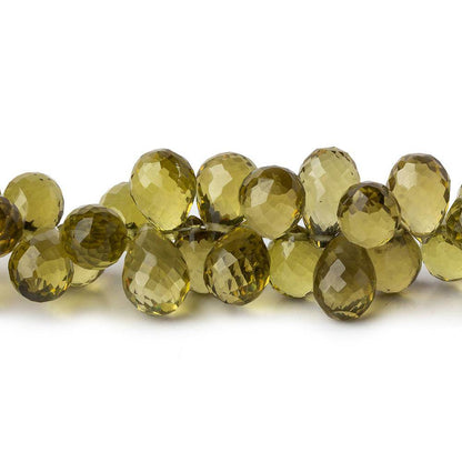 6x4-9x6mm Olive Quartz Faceted Teardrop Beads 8.5 inch 95 pieces AAA