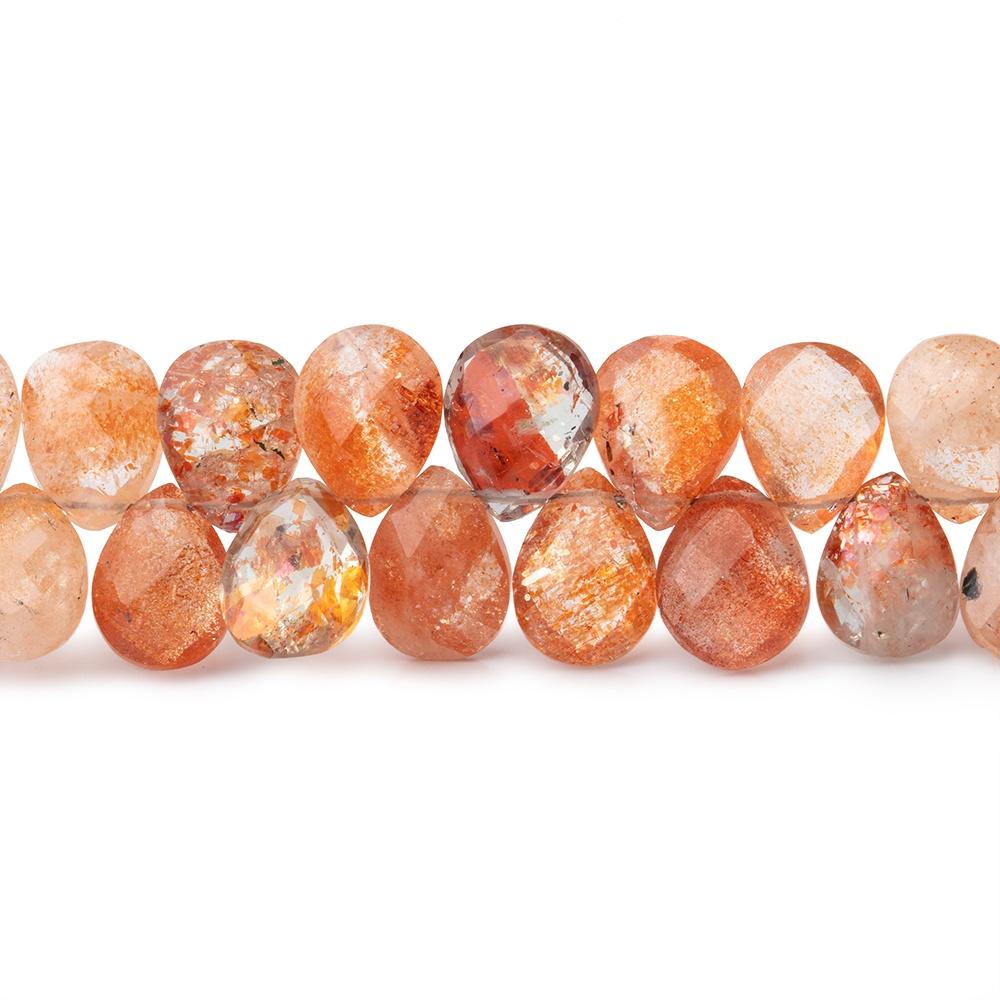 6x4-9x6mm Shaded Sunstone Faceted Pear Beads 7 inch 58 pieces
