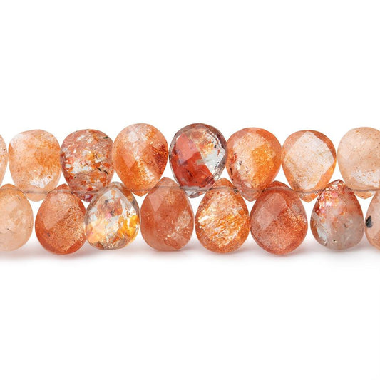 6x4-9x6mm Shaded Sunstone Faceted Pear Beads 7 inch 58 pieces
