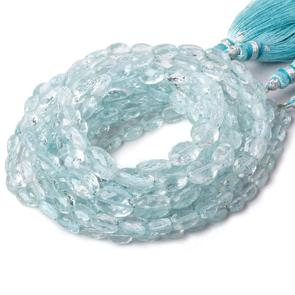 6x4-9x7mm Aquamarine micro faceted ovals 17 inch 63 beads AA