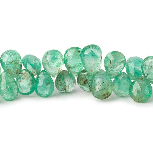 6x4-9x7mm Emerald Faceted Pear Briolette Beads 8 inch 64 pieces