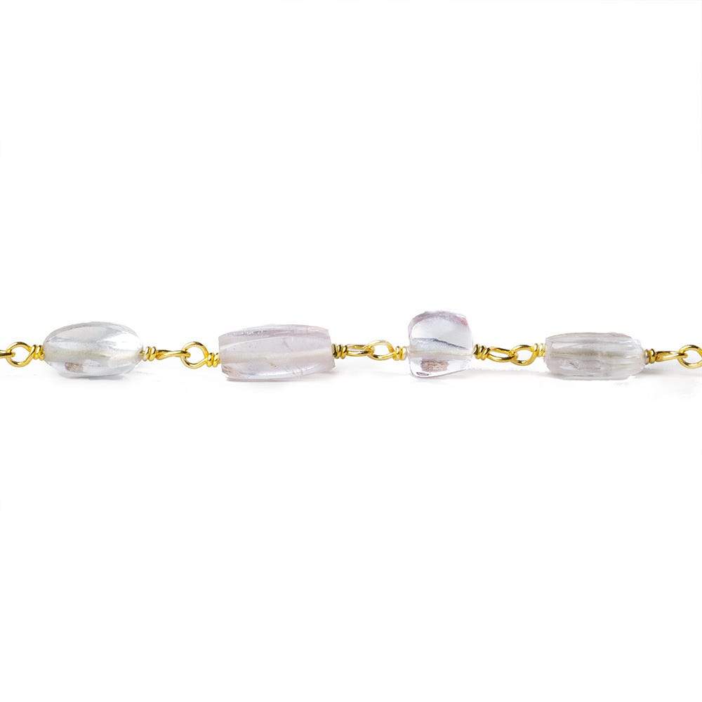 6x4-9x7mm Kunzite plain nugget Vermeil Chain by the foot