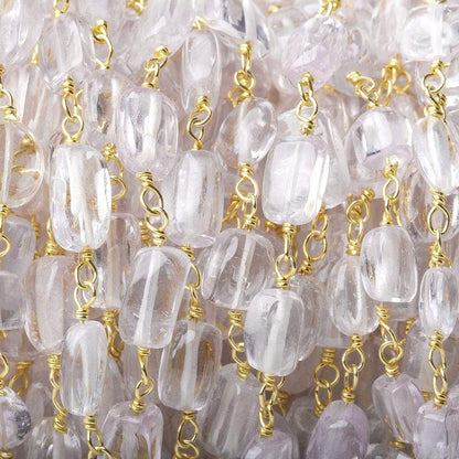 6x4-9x7mm Kunzite plain nugget Vermeil Chain by the foot