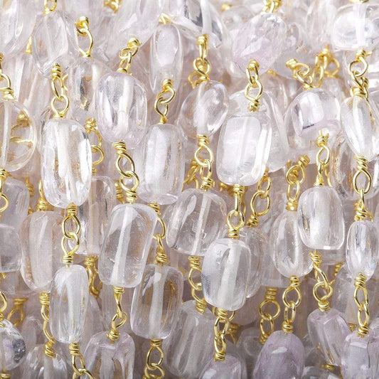 6x4-9x7mm Kunzite plain nugget Vermeil Chain by the foot