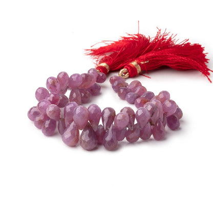 6x4-9x7mm Ruby Faceted Tear Drop Beads 6 inch 61 pieces