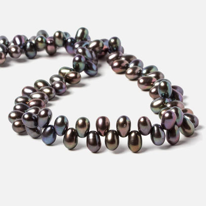 6x4.5-7x5mm Green Peacock Top Drill Oval Freshwater Pearls 15 inch 90 pieces