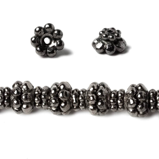 6x4mm Black Gold plated Copper Daisy Bead Cap 8 inch 52 beads