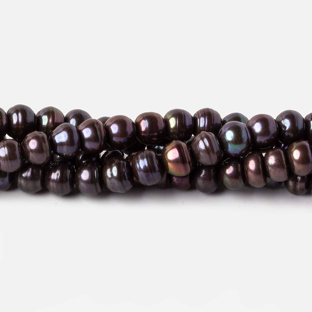 6x4mm Black Peacock Button Freshwater Pearls 15.5 inch 88 pieces