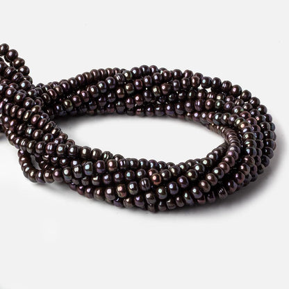 6x4mm Black Peacock Button Freshwater Pearls 15.5 inch 88 pieces