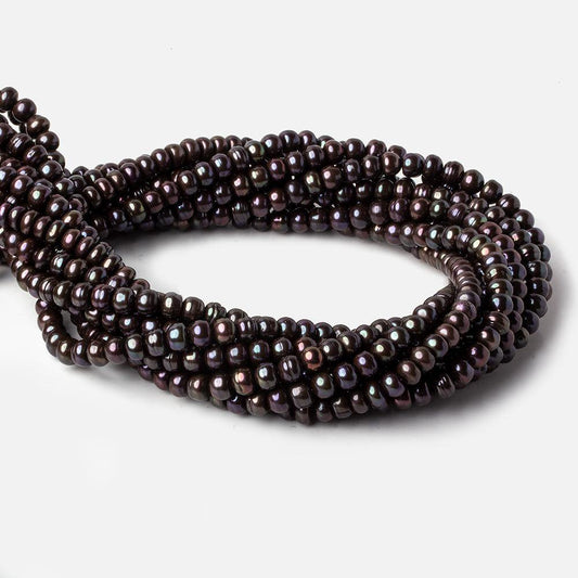 6x4mm Black Peacock Button Freshwater Pearls 15.5 inch 88 pieces