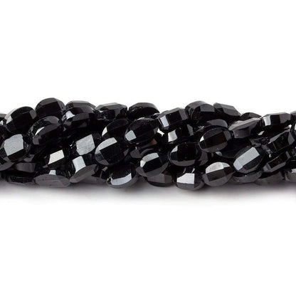 6x4mm Black Spinel Straight Drill Faceted Oval Beads 13.5 inch 52 pieces