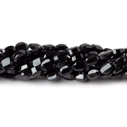 6x4mm Black Spinel Straight Drill Faceted Oval Beads 13.5 inch 52 pieces