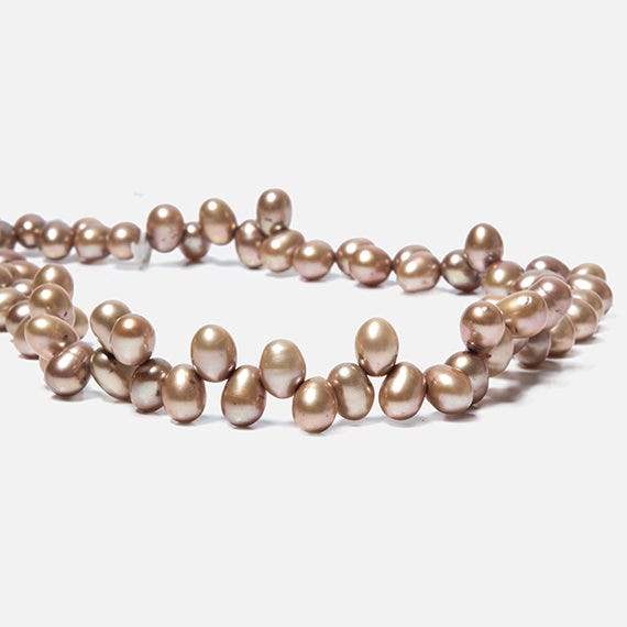 6x4mm Latte Brown Top Drilled Oval Freshwater Pearls 16 inch 78 pieces