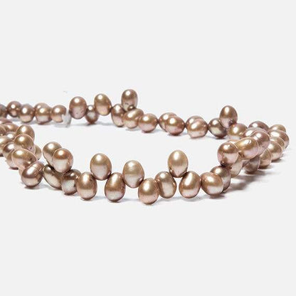 6x4mm Latte Brown Top Drilled Oval Freshwater Pearls 16 inch 78 pieces