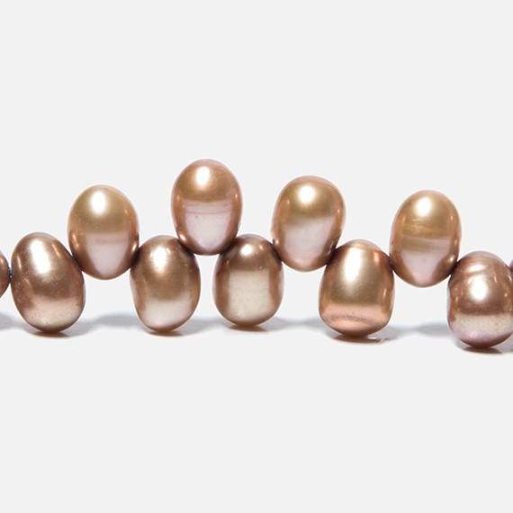 6x4mm Latte Brown Top Drilled Oval Freshwater Pearls 16 inch 78 pieces