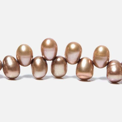 6x4mm Latte Brown Top Drilled Oval Freshwater Pearls 16 inch 78 pieces